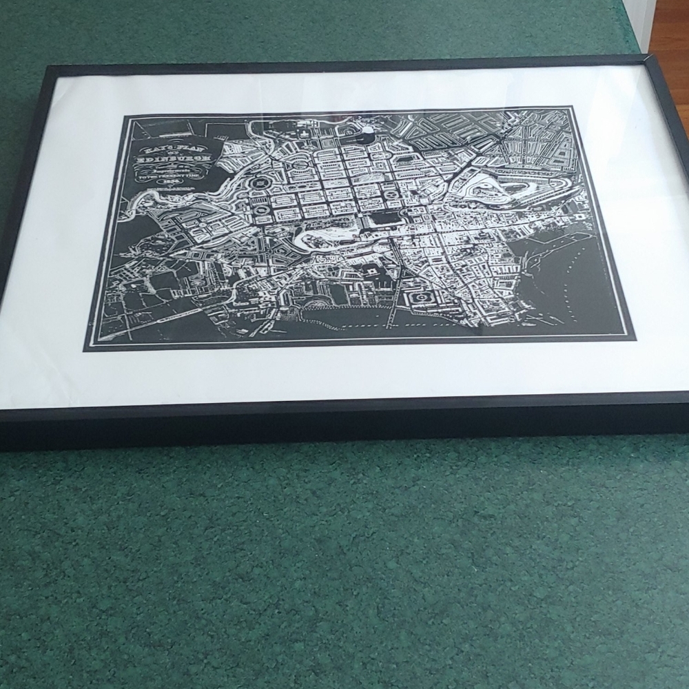 Black and white print of Edinburgh